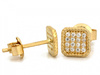 Kolczyki złote kwadraty z cyrkoniami na sztyfcie