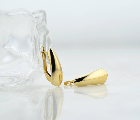 Złote kolczyki 585 gładkie, nowoczesne