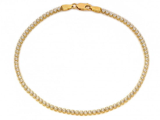 Złota bransoletka tenisowa z cyrkoniami