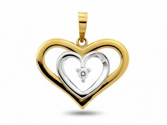 Wisior zawieszka dwa serca dwa kolory złota