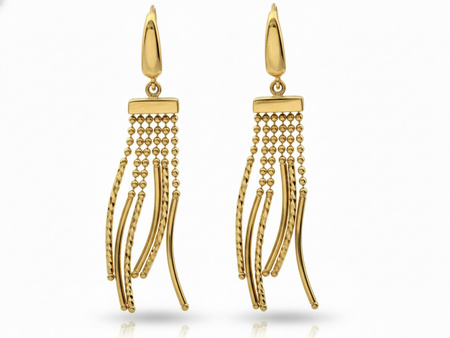 Kolczyki złote długie z ruchomymi łańcuszkami