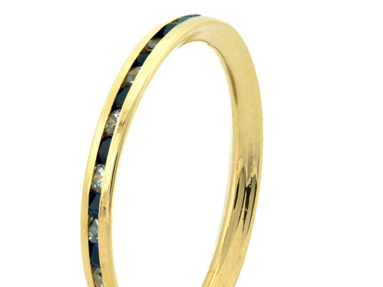 Kolczyki złote koła z niebieskimi cyrkoniami 22mm