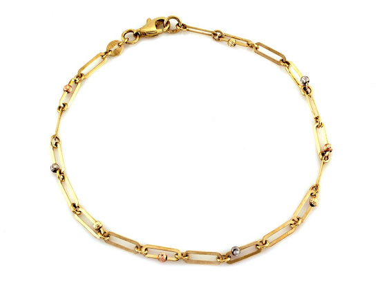 Bransoletka z delikatnych owalnych ogniw trzy kolory złota