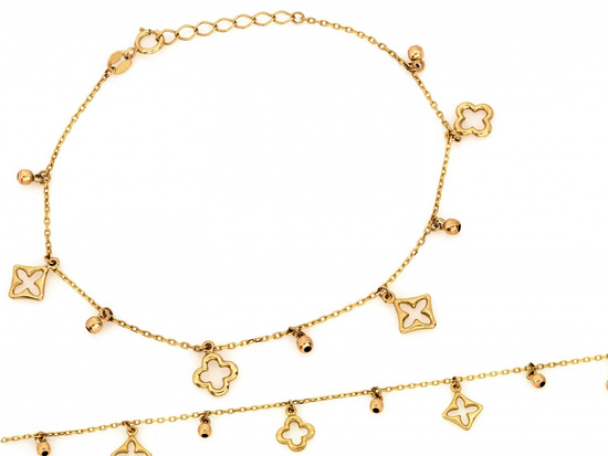 Bransoletka złota z zawieszkami z kuleczkami