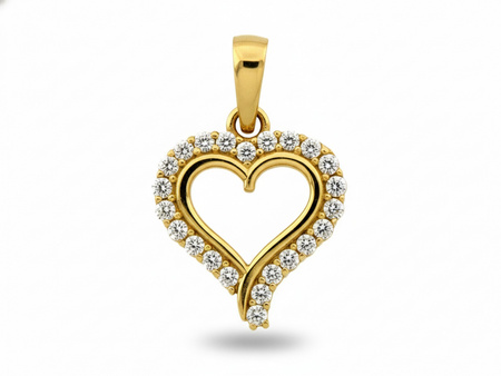 Zawieszka złote serce delikatne zdobione cyrkoniami