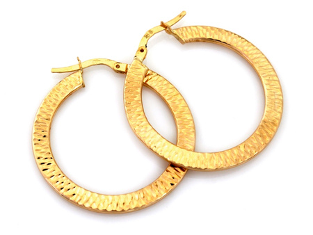 Kolczyki złote szerokie koła zdobione 33mm