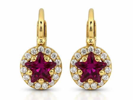 Kolczyki złote angielskie z cyrkonią w kształcie gwiazdki