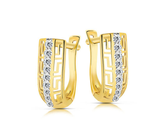 Złote kolczyki 333 z cyrkoniami - greckie