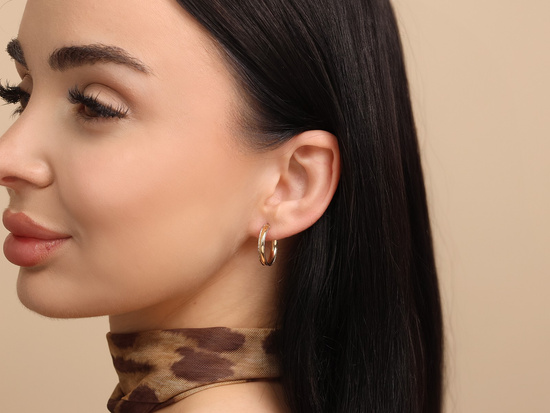 Kolczyki złote koła duże szerokie zdobione 20mm