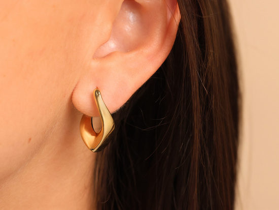 Kolczyki złote modne nowoczesne angielskie dmuchane