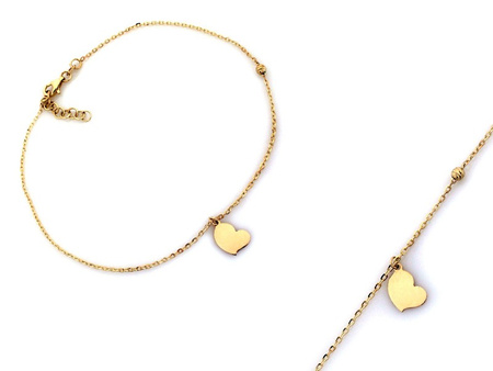 Złota bransoletka na nogę z wiszącym sercem