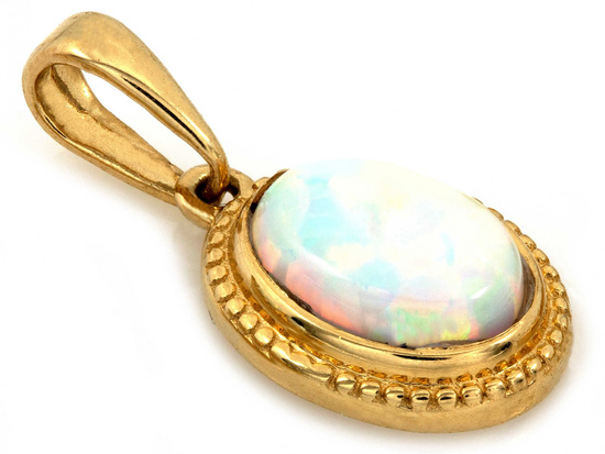 Zawieszka złota z owalnym opalem
