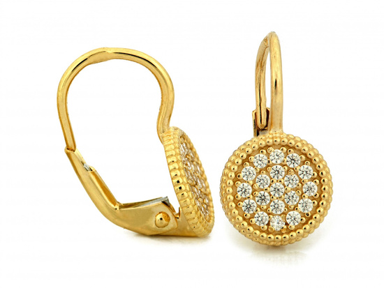 Kolczyki złote angielskie okrągłe z cyrkoniami