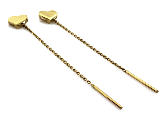 Kolczyki złote przeciągane z sercem