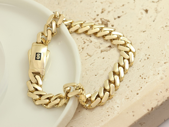 Bardzo gruba złota bransoleta męska pancerka