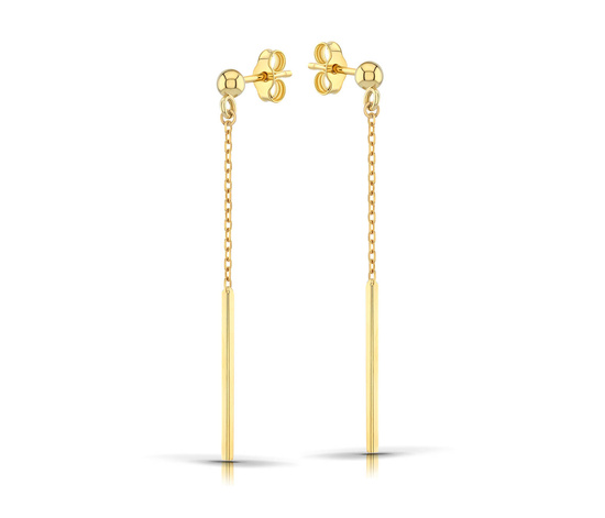 Złote kolczyki 585 wiszące - z ozdobnym łańcuszkiem