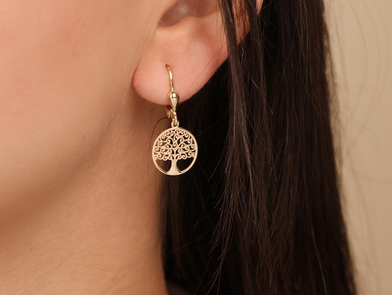 Kolczyki złote wiszące drzewko szczęścia