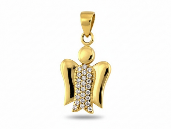 Złota zawieszka ANIOŁEK z cyrkoniami