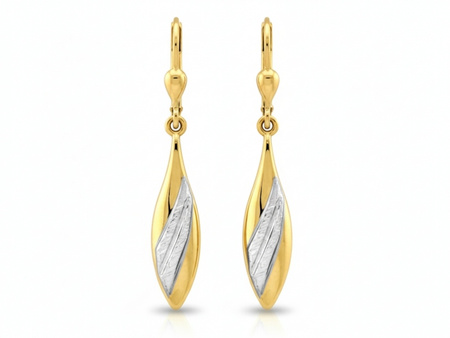 Wiszące złote kolczyki diamentowane dwukolorowe