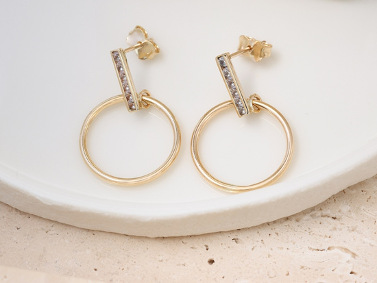 Kolczyki złote małe kółka na sztyfcie modne