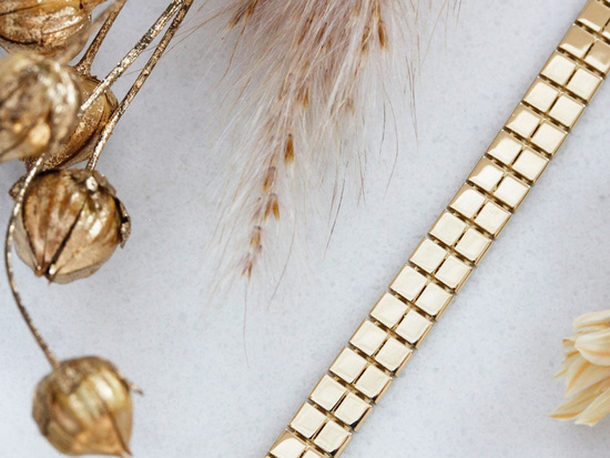 Bransoletka złota taśma z malutkich kwadracików