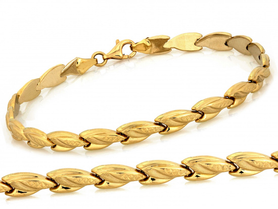 Bransoletka złota z tłoczonych elementów