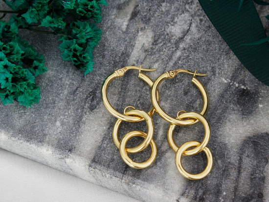 Kolczyki złote wiszące z kółek