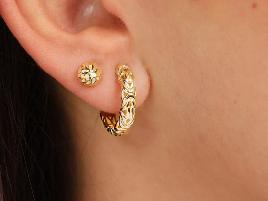 Diamentowane kolczyki złote półkule