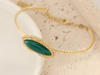 Bransoletka złota sztywna z dużym zielonym agatem
