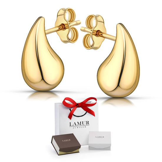 Złote kolczyki 375 nowoczesne krople, półkrople, łezki