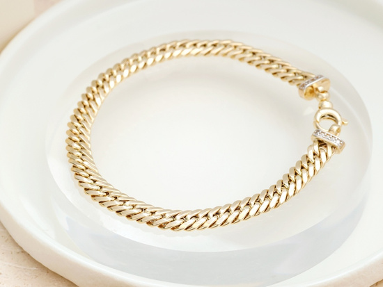 Bransoletka złota gruby łańcuch na rękę szeroki splot