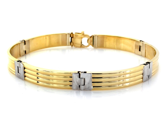 Bransoletka złota męska ze sztywnych elementów