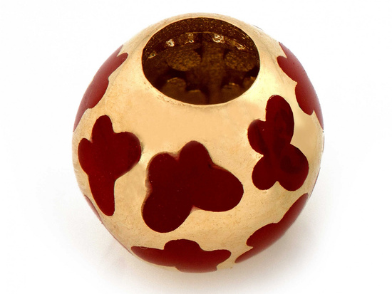 Zawieszka złota kulka do bransoletki przeciągana z motylkami