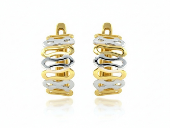 Dwukolorowe kolczyki złote