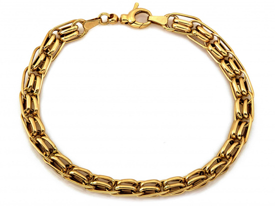 Bransoletka złota gruby splot z przeplatanych ogniw