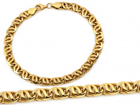 Bransoletka złota gruby łańcuch splot tygrysie oko