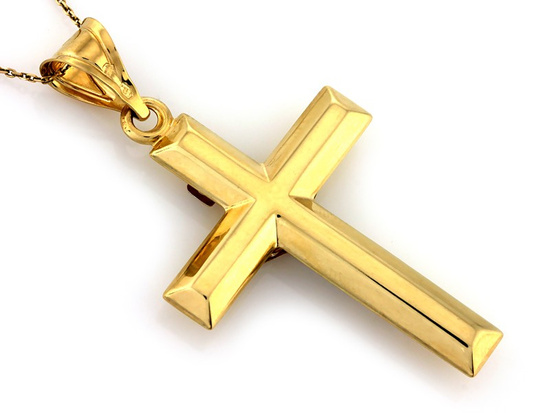 Prosty złoty krzyżyk uniwersalny na łańcuszek