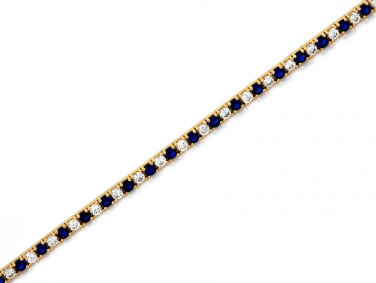 Bransoletka złota z niebieskimi cyrkoniami