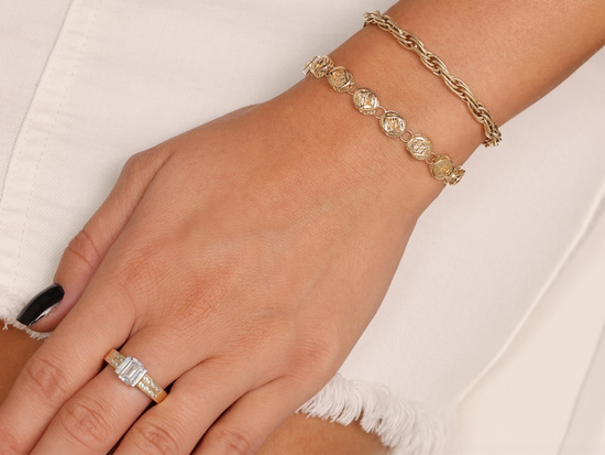 Bransoletka złota z ażurowych przestrzennych kółek