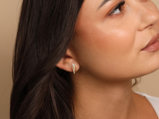 Kolczyki złote angielskie ażurowe z cyrkoniami