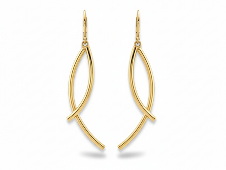 Kolczyki złote długie sztywne nowoczesne