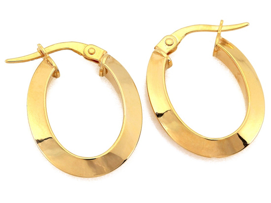 Kolczyki złote duże owalne koła modne