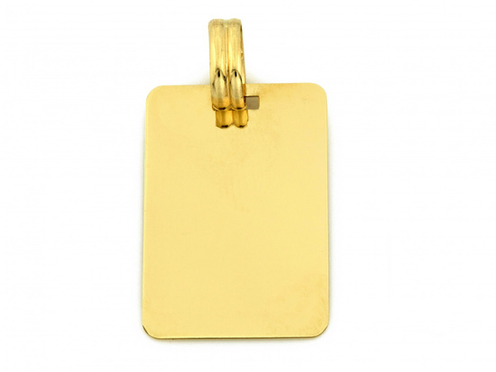 Zawieszka złota prostokątna blaszka z satynowanymi paskami
