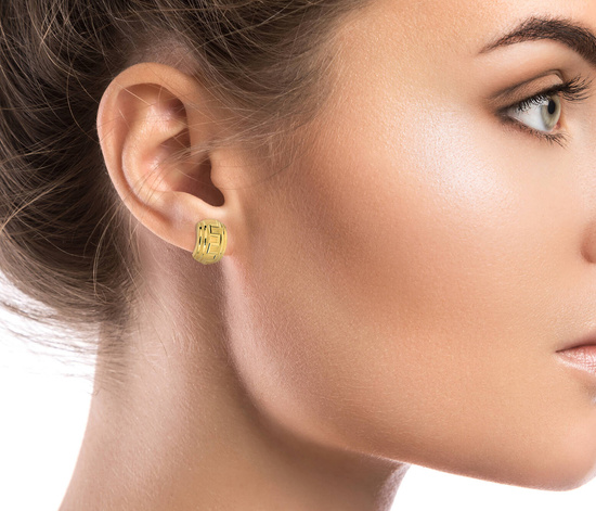 Złote kolczyki 585 diamentowane - greckie