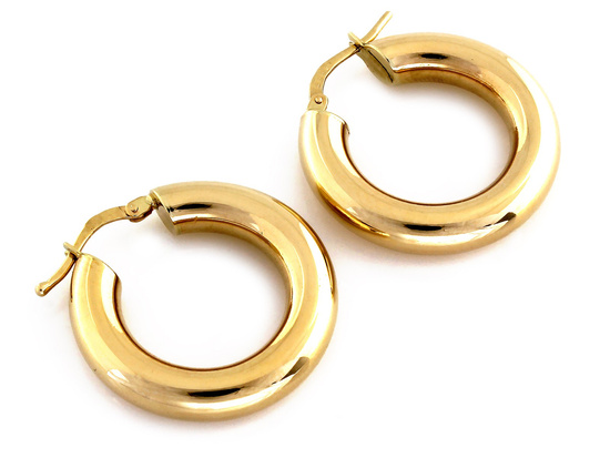 Kolczyki złote małe dmuchane kółka 30mm