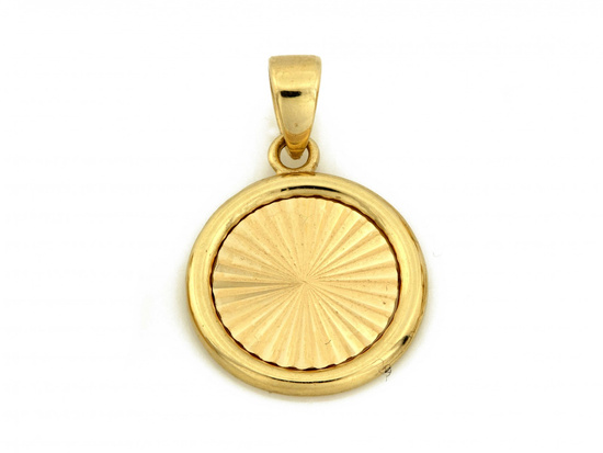 Zawieszka złota subtelna okrągła frezowana