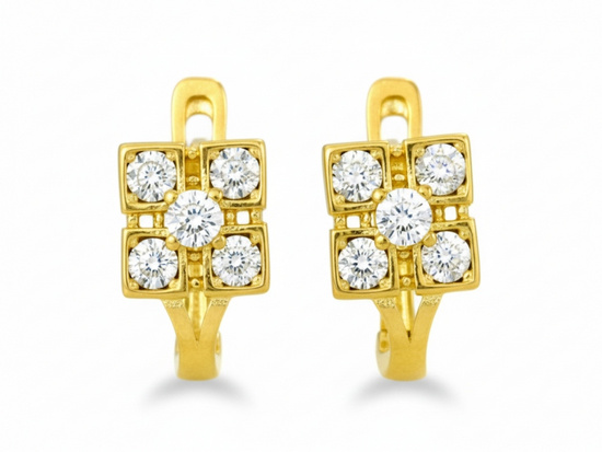 Kolczyki złote angielskie delikatne z cyrkoniami