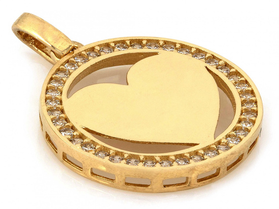 Zawieszka złota okrągła z sercem