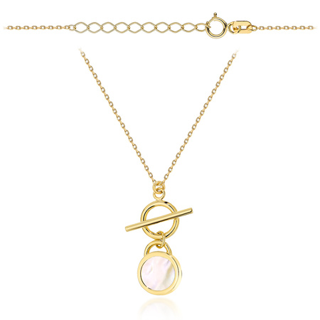 Złoty naszyjnik 585 nowoczesny z masą perłową w złotej oprawie