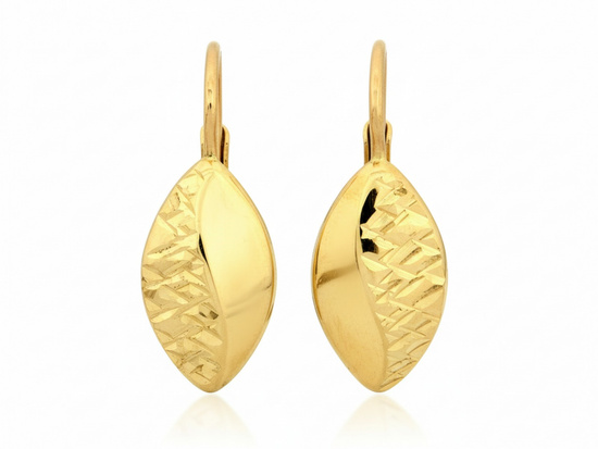 Kolczyki złote wygodne angielskie zapięcie błyszczące zdobione bez kamieni